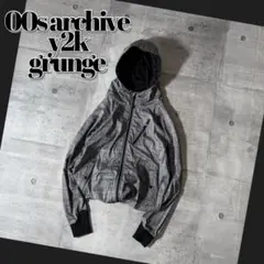 00s check hooded nylon jacket y2k punkのサムネイル