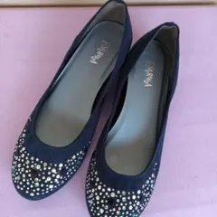 エスペランサ　ネイビー フラットシューズ