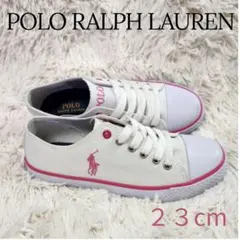 POLO RALPHLAUREN スニーカー 23cm　ピンクライン　白