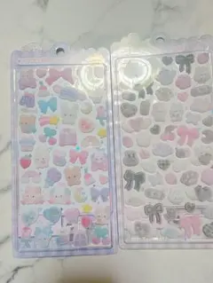 ボンボンドロップシール　ふわふわドロップ ぬいぬいふわふわ　しろくろふわふわ