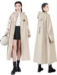 レインコート 自転車 大きいサイズ リュック対応 ロング丈のおしゃれな L