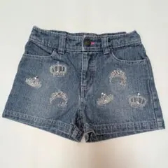 130★メゾピアノ★王冠＆ティアラ刺繍！デニムショートパンツ★