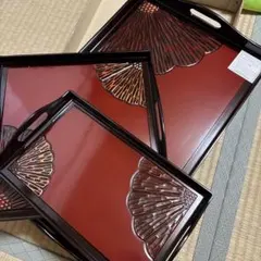 漆器 盆 2枚セット 鶴と太陽 蘭模様 漆器 盆 2枚セット 鶴と太陽 蘭模様 - メルカリ