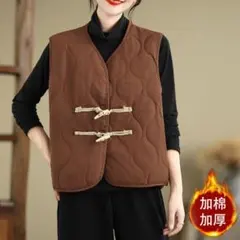 袖なし チョッキ アウター 牛角ボタン おしゃれ＆カジュアル 暖かい シンプル