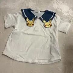 新品　モンポケ　ピカチュウ　ポケモン　半袖　Tシャツ　セーラー襟　110cm