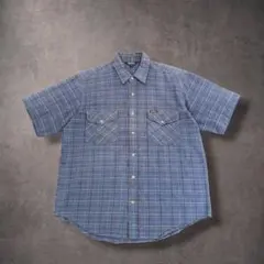 90s OshKosh 半袖チェックシャツ L ワークシャツフラップポケットのサムネイル