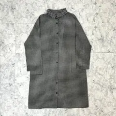 ギンガムチェック シャツワンピース ロング丈 ブラック ホワイト