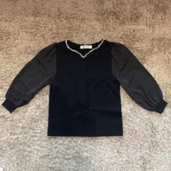 MISCH MASCH パール ビジュー パフスリーブ ニット 黒のサムネイル