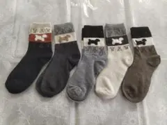 新品女性用靴下犬柄ソックス5足セット23-25cm