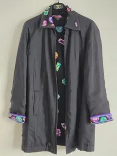 レオナール　ウールロングコート　花柄　ダブルジップ レオナール ウールロングコート 花柄 ダブルジップ レオナール