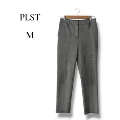 PLST プラステ　レディース　チェック　イージーパンツ　グレー　M テーパード