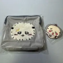 ちいかわ　ラッコ　もこもこポーチ　ハートのラバーマスコット