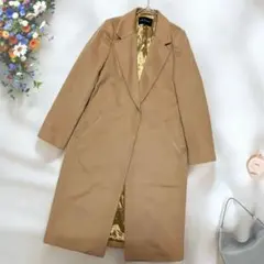 《INDIVI》 ロングチェスターコート 38 ベージュ 起毛 ウール ハーフ丈