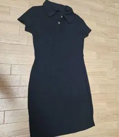 黒いポロシャツスタイルミニワンピース
