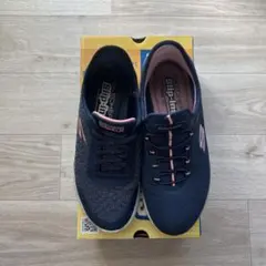 SKECHERS Slip-ins ネイビー/ピンク　アシンメトリーデザイン