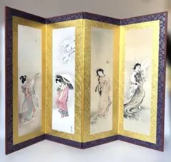 美人画家　大正ロマン　高畠華宵作　ミニ屏風 四曲屏風　インテリア　置物