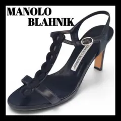 MANOLO BLAHNIK Tストラップ サンダル 黒 36.5のサムネイル