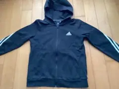 adidas フード付きパーカー 150cm 黒　3本ライン