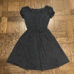 NICE CLAUP 半袖ひざ丈水玉ワンピース