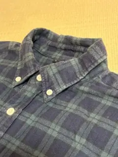 フランネル ボタンダウンシャツ ネイビーグリーンチェック