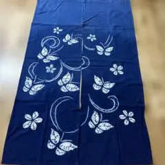 藍染め のれん 絞り染め 花柄 青海波 - メルカリ