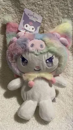 新品 サンリオ クロミちゃん ビッグぬいぐるみポーチレインボー ポールチェーン付