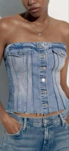 ZARA デニムビスチェ ブルー