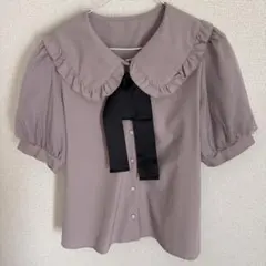 タイムセール中！¥699→¥500 フリル襟 半袖ブラウス ピンク　Lサイズ