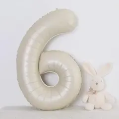 ナンバーバルーン 6 くすみベージュ 数字 風船 お誕生日 記念日 飾付け 祝い