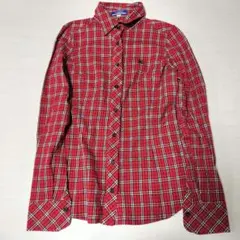 バーバリーブルーレーベル　シャツ　長袖シャツ　チェック柄　ホース　刺繍