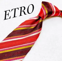 ETRO レッド ストライプ ビジネス シルク フォーマル ハイブランド
