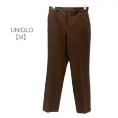 UNIQLOスマートアンクルパンツ　チェック　ブラウン系　洗える　秋服　古着　M
