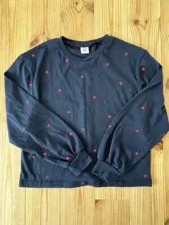 devirock ネイビー ハート柄 長袖カットソー 130cm