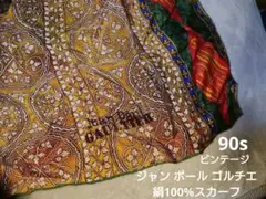 90s JEAN PAUL GAULTIER ゴルチエ　シルク100%　スカーフのサムネイル