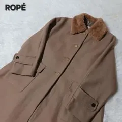 極美品★ROPÉ Aラインミドルコート メルトン 2way エコファー ベージュ