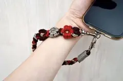 パラコード　ハンドストラップ　ハンドメイド　フラワー　花　ハンディファン