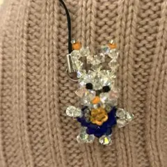 ハンドメイド　ビーズ　うさぎストラップ