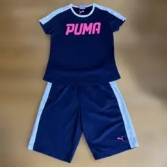レディースPUMA 半袖　ハーフパンツ　上下セット ネイビー/ピンク