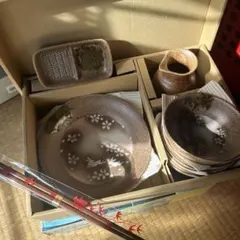【新品未使用】花柄デザイン 陶器食器セット 6点