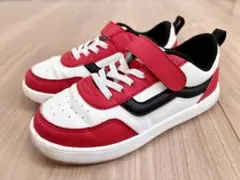 VANS20cmキッズ スニーカー 赤 白 面ファスナー 履きやすい