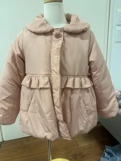 フリル付きピンク　中綿コート　120