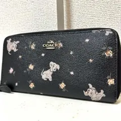 【希少✨ディズニーコラボ/101匹わんちゃん】コーチ　ラウンドジップ　美品　黒