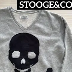 STOOGE&CO ストゥージアンドコウ　トレーナー　Ｖネック　スカル　グレー