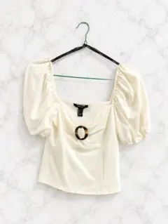 FOREVER 21 パフスリーブ トップス ホワイト Sのサムネイル