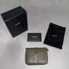 SAINT LAURENT 二つ折り財布 オリーブグリーン　定価8万2千円