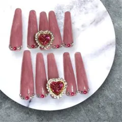 ピンク ネイルチップ ロング バレリーナ型（標準サイズ）