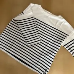 無印良品◆定番紺白ボーダー7部Tシャツ◆良品計画◆L