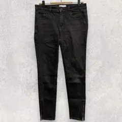 UNIQLO ユニクロ スキニーパンツ 黒 S ストレッチ 裾ジップ 美脚