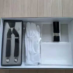 結婚式 新郎 小物　5点セット　サスペンダー 手袋 カフス アームバンド チーフ