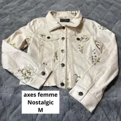 axes femme 刺繍デニムジャケット クリーム色
